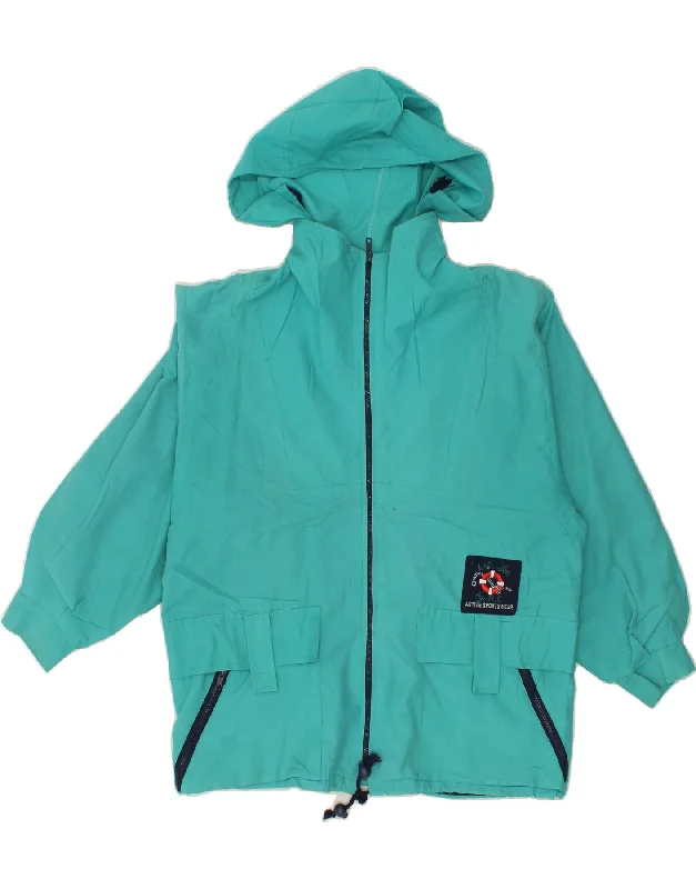 VINTAGE Womens Graphic Hooded Rain Jacket UK 16 Large Blue Polyester Anorak Shell Jacket Lightweight Jacket VINTAGE Womens Graphic Hooded Rain Jacket UK 16 Large Blue Polyester Anorak Shell Jacket Lightweight Jacket