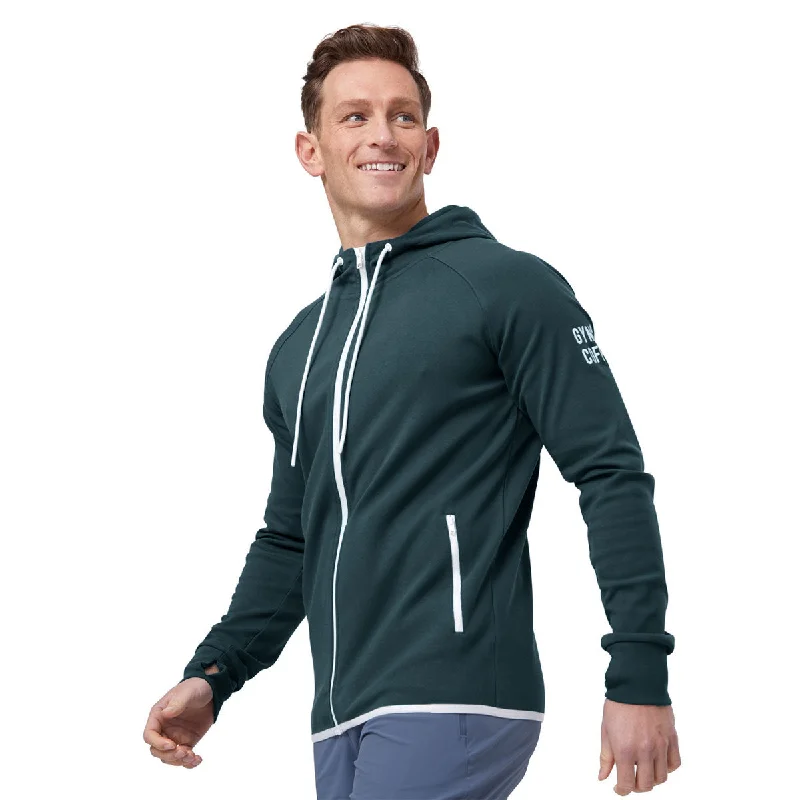 Gym+Coffee Chill Zip Hoodie - Mens - Moss Green Hoodie with Applique Textured Unique Gym+Coffee Chill Zip Hoodie - Mens - Moss Green Hoodie with Applique Textured Unique