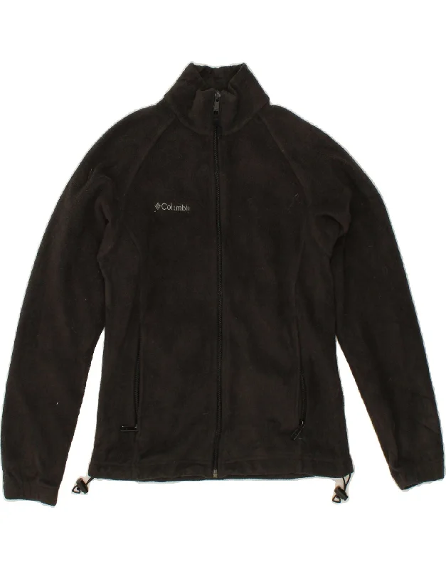 COLUMBIA Womens Fleece Jacket UK 10 Small Black Polyester Stand-Up Collar Roll-Neck Collar Turtle Neck