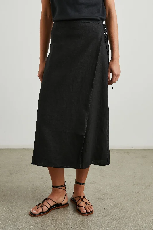 CARLY SKIRT - BLACK silk skirt smooth