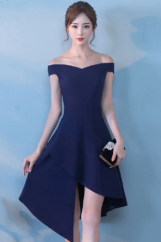 CAP SLEEVE OFF-SHOULDER ASYMMETRIC HEM A-LINE DRESS Bodycon Club Sequined