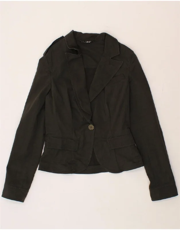 LIU JO Womens 1 Button Blazer Jacket IT 46 Large Black Cotton Satin Jacket Silk Jacket Chiffon Jacket LIU JO Womens 1 Button Blazer Jacket IT 46 Large Black Cotton Satin Jacket Silk Jacket Chiffon Jacket