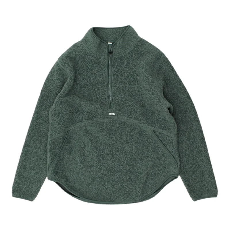 Diesel Womens Green Half Zip Fleece Jumper | Vintage High End Designer Sweater Mesh Sweater Canvas Denim Diesel Womens Green Half Zip Fleece Jumper | Vintage High End Designer Sweater Mesh Sweater Canvas Denim