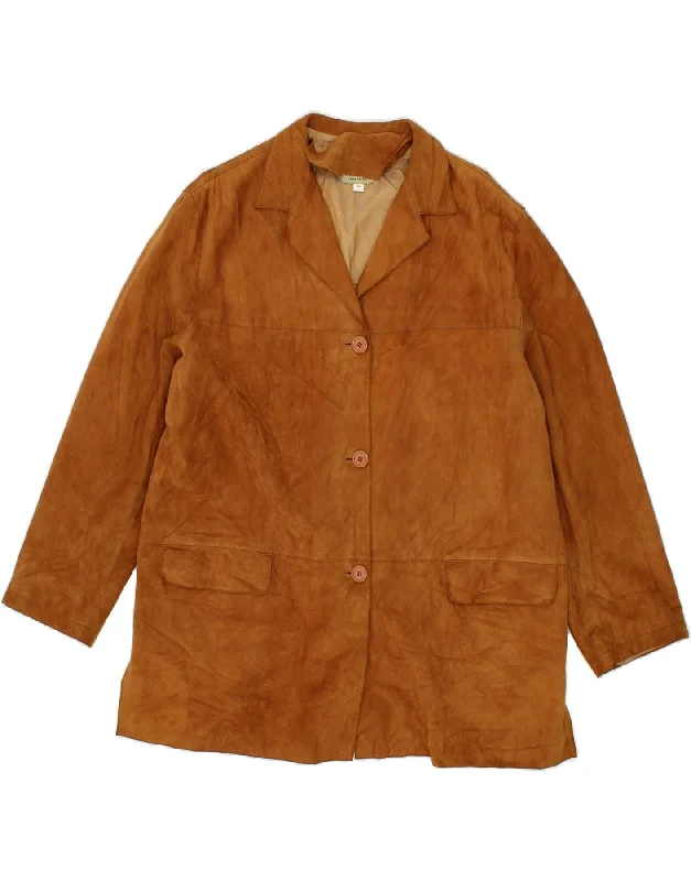 CONBIPEL Womens Suede Jacket IT 50 XL Brown Leather Notch Collar Peter Pan Collar Cowl Neck CONBIPEL Womens Suede Jacket IT 50 XL Brown Leather Notch Collar Peter Pan Collar Cowl Neck