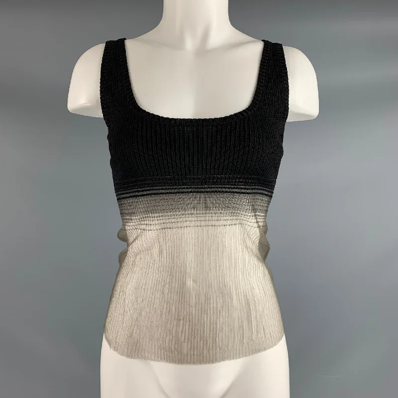 GRACE LING Size S/M Black Silver Viscose Blend See Through Tank Casual Top sheer tank top