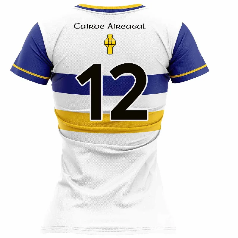 Mc Keever Errigal Ciaran GAA Numbered Home Jersey - Womens - White/Royal Animal Print Jersey Tee