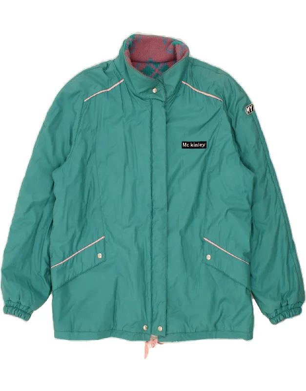 MCKINLEY Womens Oversized Windbreaker Jacket IT 50 XL Green Cotton Boat Neck Shawl Collar Notched Collar