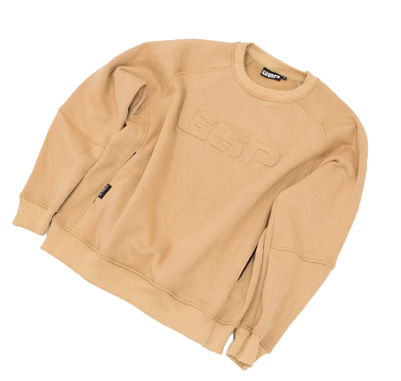 GSP Icon Ultra Fleece Crewneck Sweater - Almond Tan Sequined Glittery Shiny
