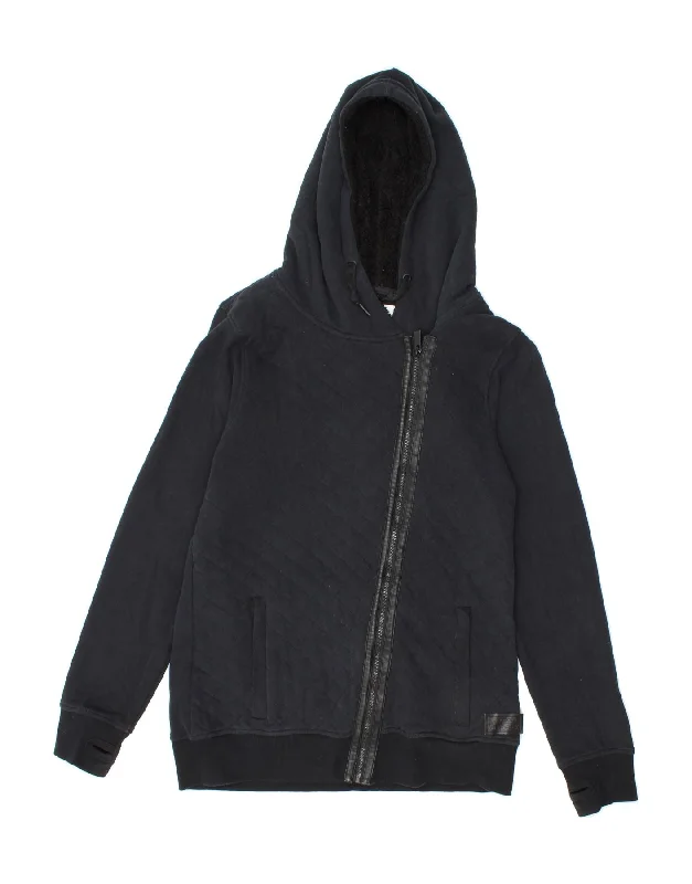 VOLCOM Womens Zip Hoodie Sweater UK 18 XL Navy Blue Cotton Zippered Front Buttoned Front Snap Front VOLCOM Womens Zip Hoodie Sweater UK 18 XL Navy Blue Cotton Zippered Front Buttoned Front Snap Front