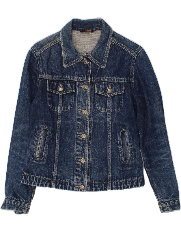 WIT BOY Womens Denim Jacket UK 12 Medium Blue Cotton Chenille Jacket Brocade Jacket Lace Jacket WIT BOY Womens Denim Jacket UK 12 Medium Blue Cotton Chenille Jacket Brocade Jacket Lace Jacket