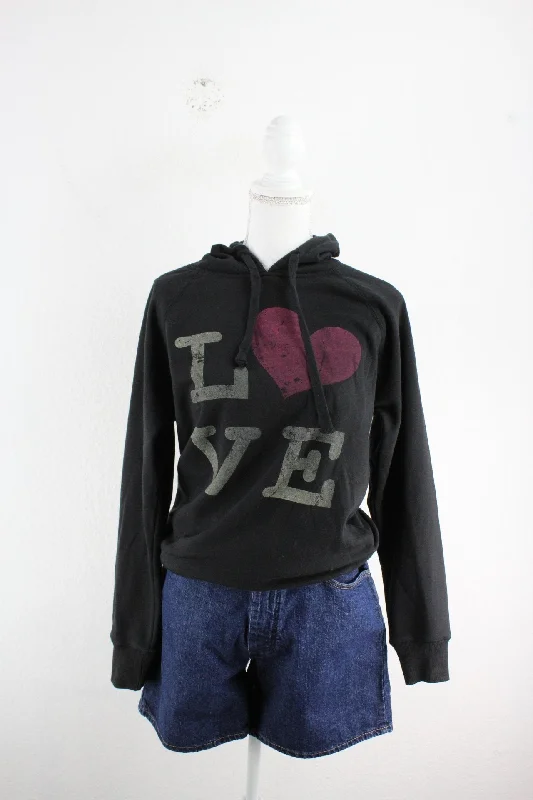 Vintage LOVE Hoodie (S) Hoodie with Pattern Geometric Abstract