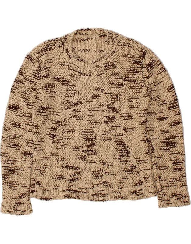 VINTAGE Womens Crew Neck Jumper Sweater UK 16 Large Beige Flecked Nylon Fabric Polyester Fabric Spandex Fabric VINTAGE Womens Crew Neck Jumper Sweater UK 16 Large Beige Flecked Nylon Fabric Polyester Fabric Spandex Fabric