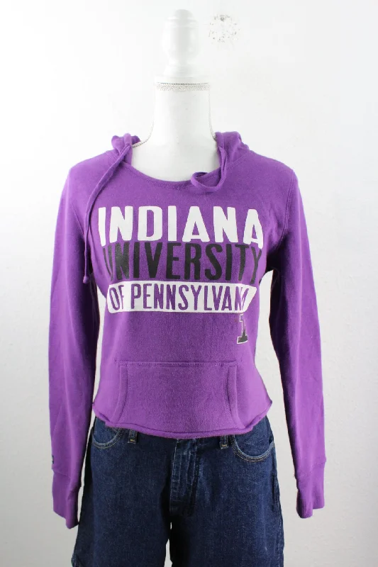 Vintage Indianan University Hoodie (S) Hoodie with Hem Raw Edge Edgy Unfinished