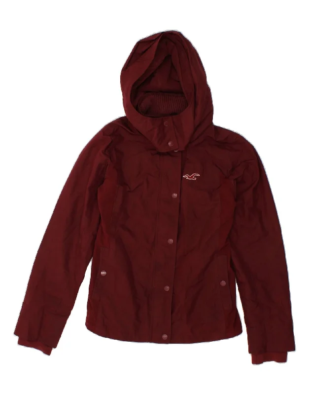 HOLLISTER Womens Hooded Windbreaker Jacket UK 12 Medium Burgundy Polyester Satin Fabric Silk Fabric Chiffon Fabric HOLLISTER Womens Hooded Windbreaker Jacket UK 12 Medium Burgundy Polyester Satin Fabric Silk Fabric Chiffon Fabric