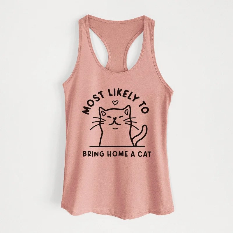 Most Likely to Bring Home a Cat - Women's Racerback Tanktop fitness tank top