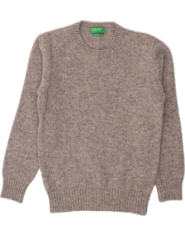 BENETTON Womens Crew Neck Jumper Sweater UK 10 Small Grey Virgin Wool Welt Pockets Slit Pockets Flap Pockets BENETTON Womens Crew Neck Jumper Sweater UK 10 Small Grey Virgin Wool Welt Pockets Slit Pockets Flap Pockets