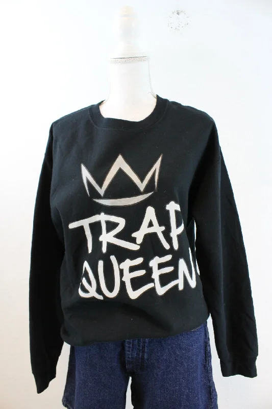 Vintage Trad Queen Sweatshirt (M) Hoodie with Distressed Vintage Worn