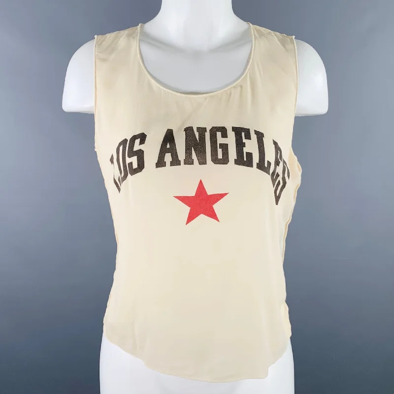 ROZAE NICHOLS Size M Los Angeles Beige Black Red Tank Casual Top stretchy tank top