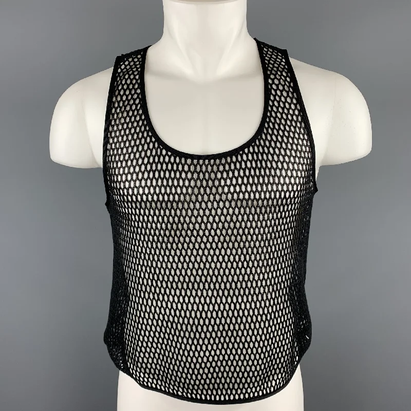 SAINT LAURENT Black Mesh Casual Tank Top comfortable tank top