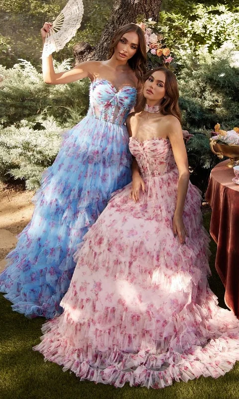 Strapless Print Prom Dress: Andrea and Leo A1334