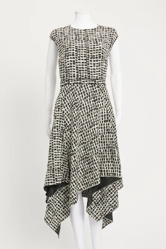Black and White Asymmetric Preowned Dress