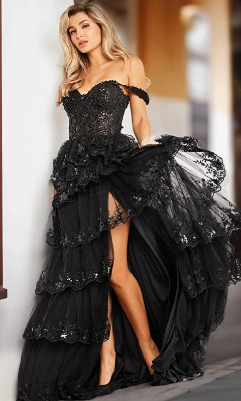 Jovani 36687 - Scalloped Tiered Prom Dress