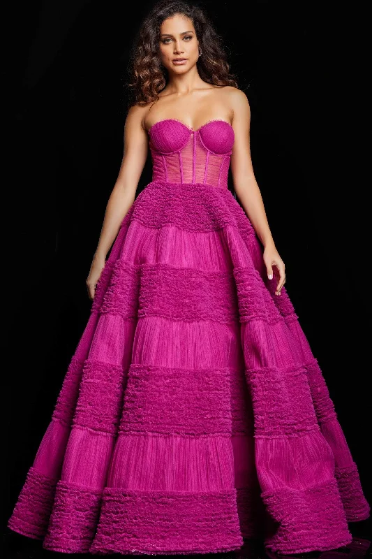 Jovani 37157 - Bustier Textured Evening Gown
