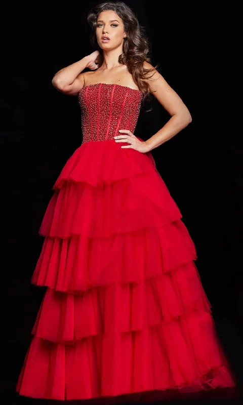 Jovani 37210 - Beaded Strapless Tiered Ballgown