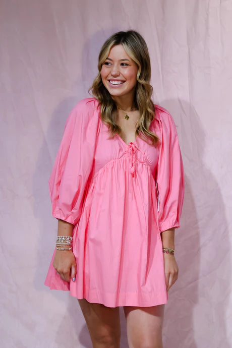 MEET ME IN SANTORINI Dolly Dress - Pink Corsage