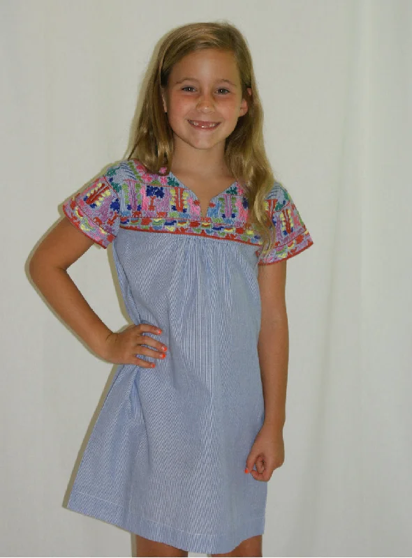 The Lexie Embroidered Pin Stripe Dress for Girls