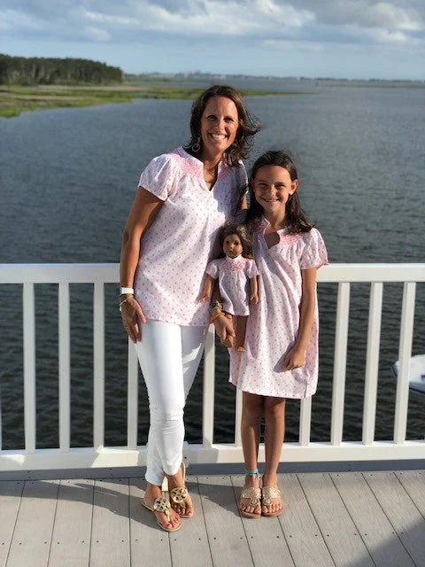 The Michelle Dress For Girls in White and Pink