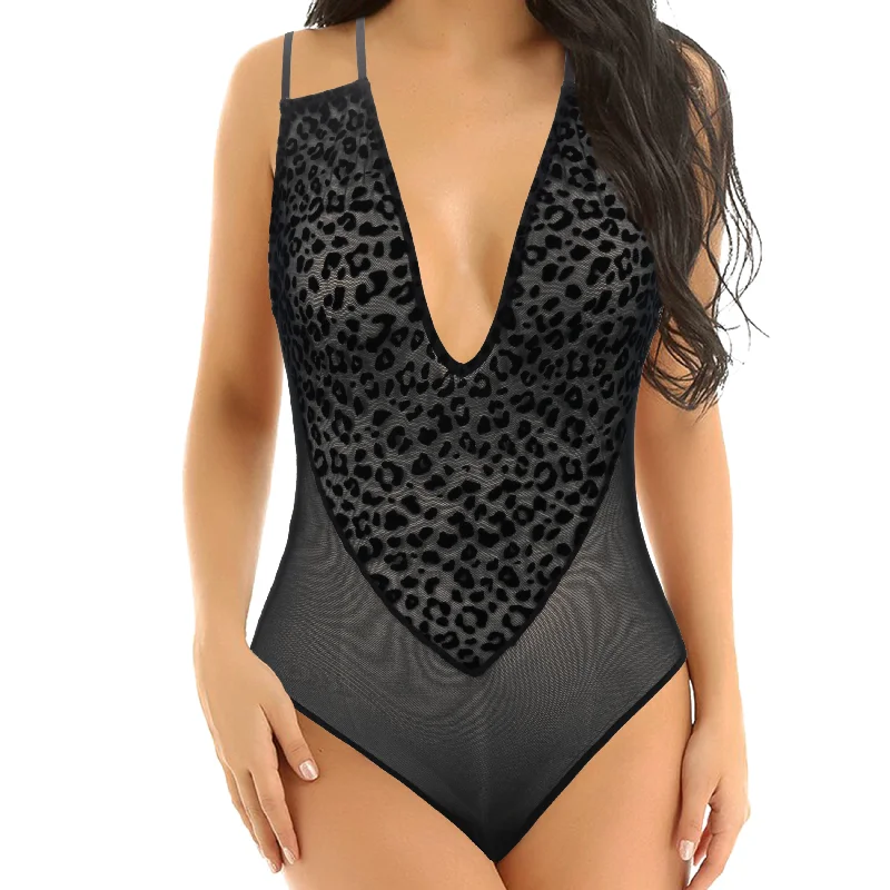 Women's Lingerie Lace Babydoll V Neck One Piece Mesh Bodysuit Nightwear Stylish Bodysuit for Party Women's Lingerie Lace Babydoll V Neck One Piece Mesh Bodysuit Nightwear Stylish Bodysuit for Party