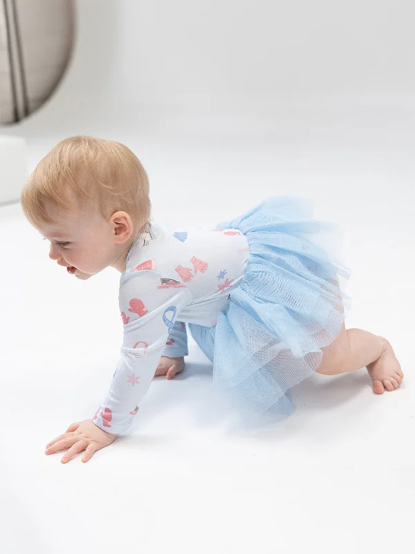 Long Sleeve Tutu Bodysuit, Ice Skating Fashionable Bodysuit with Frill Detail