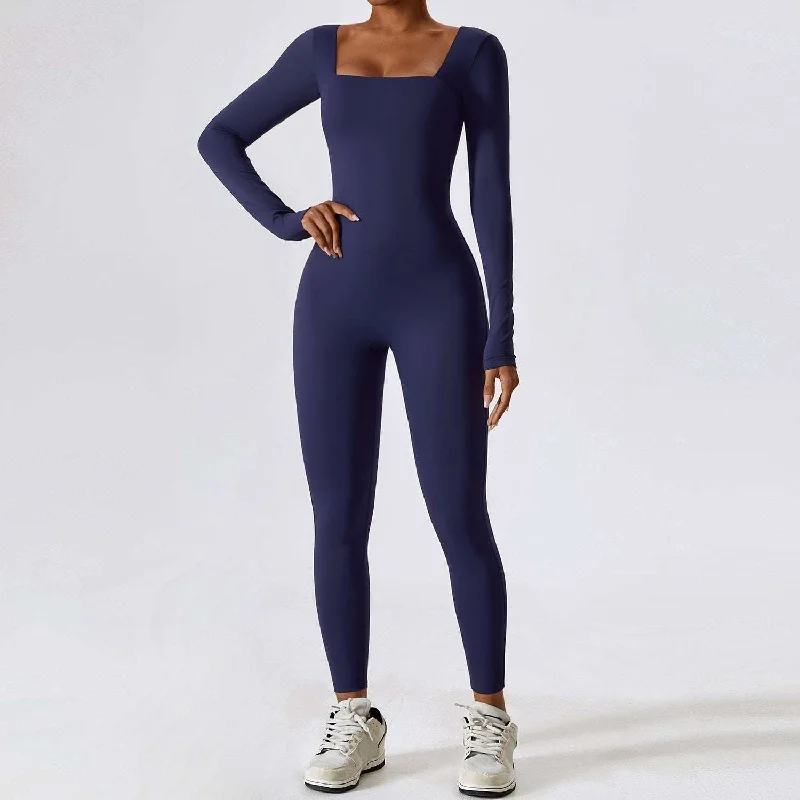 Women's Tight Long Sleeve Yoga Fitness Bodysuit Stylish Mock Neck Bodysuit