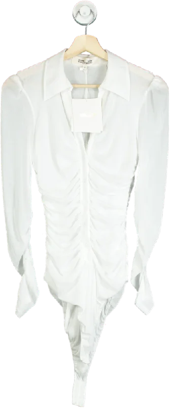 Diane Von Furstenberg Ivory Giorgi Bodysuit UK M Stylish Plunging Neck Bodysuit