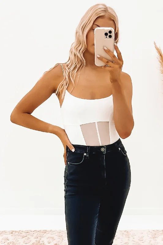 Wylee Bodysuit White Trendy Sleeveless Bodysuit