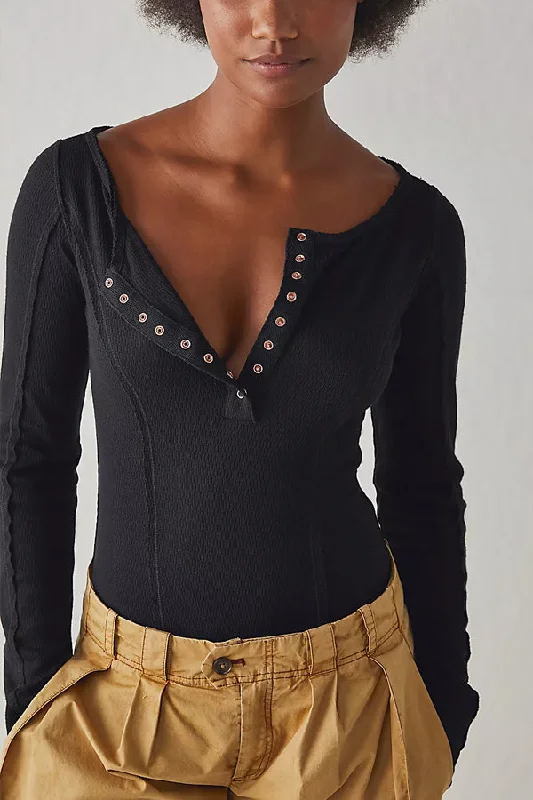 Free People Sloane Bodysuit Elegant Long Sleeve Bodysuit