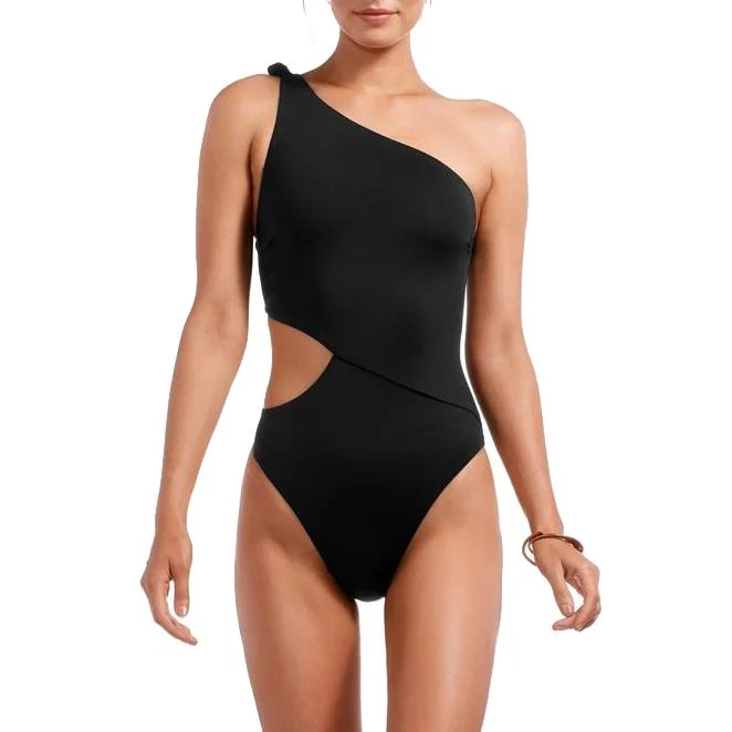 Bardot Bodysuit (Black EcoLux) Trendy Bodysuit with Frills