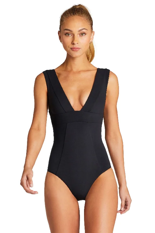 Vitamin A Black BioSculpt™ Aria Bodysuit Trendy Lace-Up Bodysuit